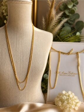 FAC Long Layered Sparkly Gold Tone Necklace NWT​​​